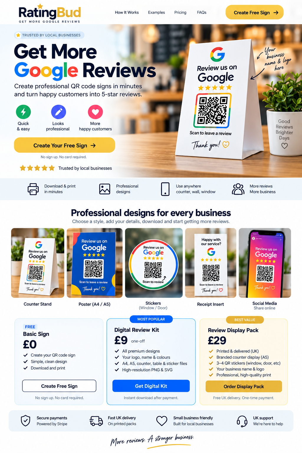 Google review counter sign example